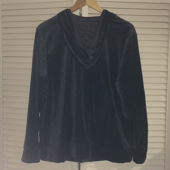 Blue-Gray Velour Zip-up Hoodie - Picture 4 of 4